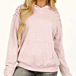 NEW! OVERSIZED DUSTY ROSE STUD HOODIE SWEATSHIRT EASEL